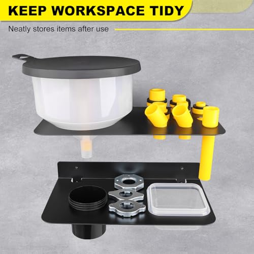 Coolant Funnel Kit Holder Wall Mount Rack with 2 Drip Cups