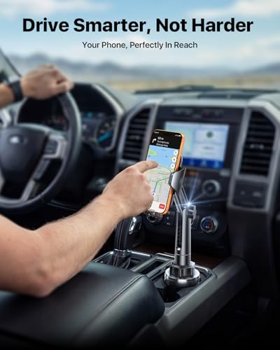 Upgrade Version Cup Phone Holder for Car Universal Adjustable Long Neck Car Phone Mount Cradle Friendly Compatible with iPhone Samsung Google and All 4.0