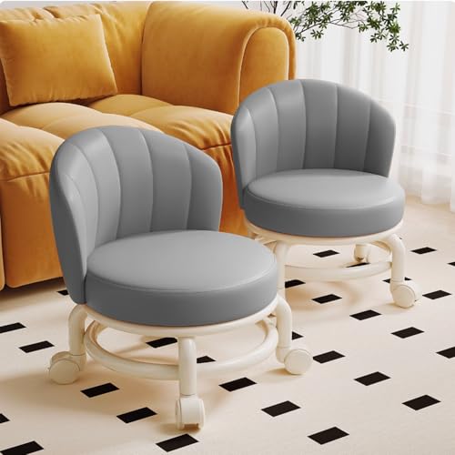 Low Rolling Stool with Backrest