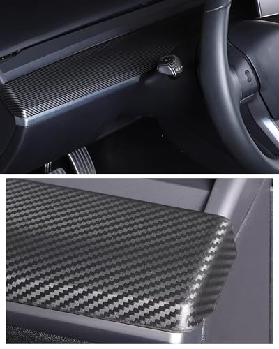 Matte Carbon Fiber Dashboard Cover and Front Door Cover Compatible with Tesla Model 3（2021