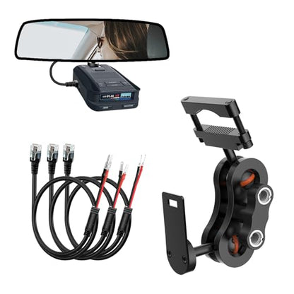 Radar Detector Mount+Rearview Mirror Hard Wire Power Cord kit 16"