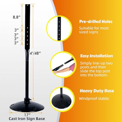 Heavy Duty Cast Iron Sign Post Base Kit