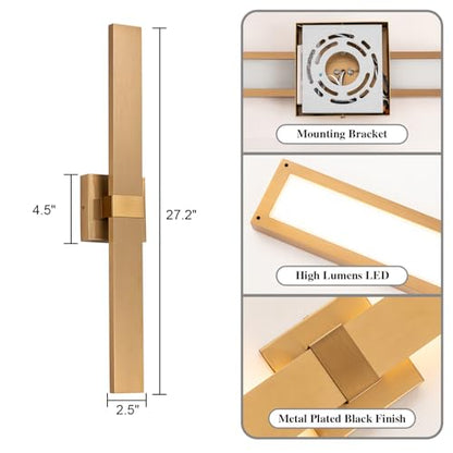 Modern LED Outdoor Wall Sconce 27.2" Gold Outdoor Wall Lights Exterior