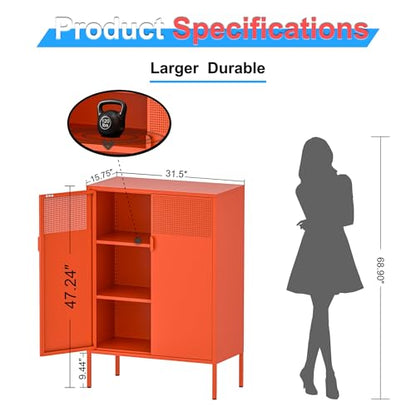 2 Mesh Door Metal Cabinet with Adjustable Shelves