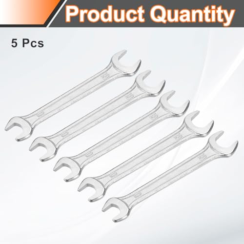 5pcs Double Open End Wrench 10mm x 12mm Metric 15 Degree Offset Angle Small Flat Head Wrench Galvanizing Open Ended Spanner for Automotive Repair Furniture Assembly (5 Count)