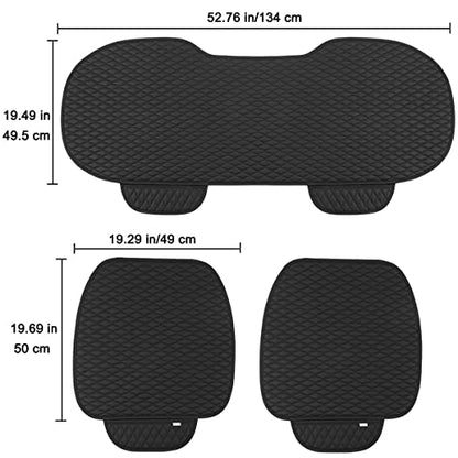 Pu Leather Car Seat Bottom Covers Protectors Include 1 Pair Front Driver Seat Pad Mat and 1 Rear Bench Cover Universal Fit 90% Vehicles