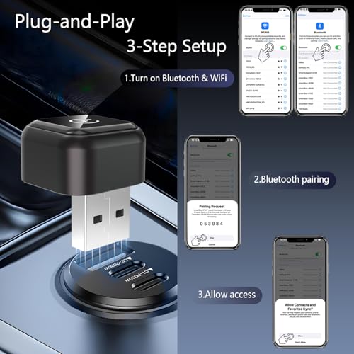 Wireless Carplay Adapter for Apple iPhone & Android Auto Wireless Adapter 2 in 1