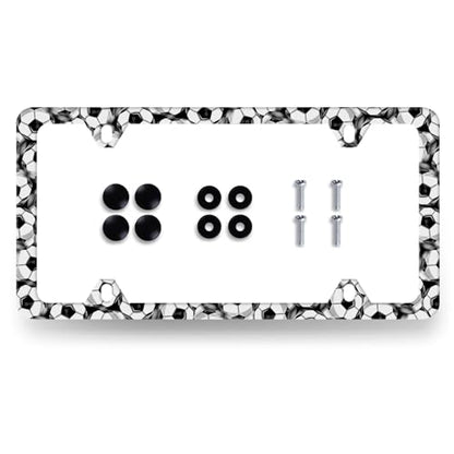 Stainless Steel Soccer Ball Football License Plate Frame 12.2 x 6.2 Inch