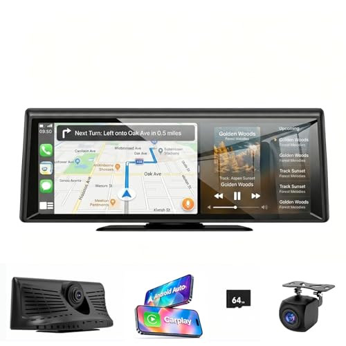 8.1" Wireless CarPlay Screen with 2K Dash Cam & 1080P Backup Camera