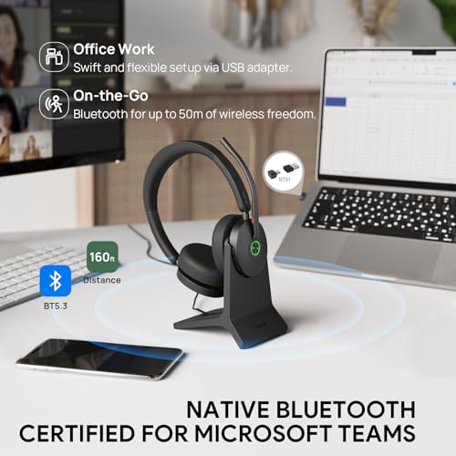 BH74 with Stand ANC Wireless Headset with Microphone for PC