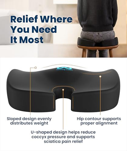 Doctor Recommended Memory Foam Seat Cushion for Office Chairs & Car