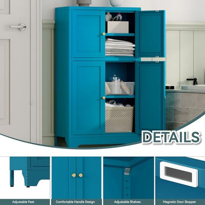 Blue Bathroom Floor Cabinet