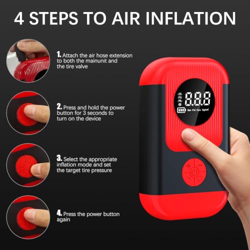 Tire Inflator Portable Air Compressor & Car Jump Starter