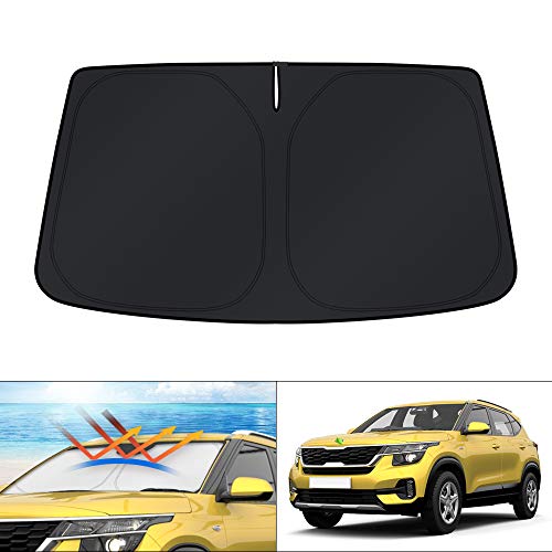 Windshield Sun Shade for 2021 2022 2023 2024 2025 2026 Kia Seltos Custom Fit Window Accessories Shade Sun Visor Protector Foldable Block UV Rays