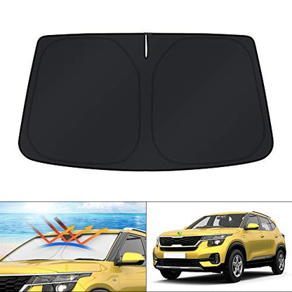 Windshield Sun Shade for 2021 2022 2023 2024 2025 2026 Kia Seltos Custom Fit Window Accessories Shade Sun Visor Protector Foldable Block UV Rays
