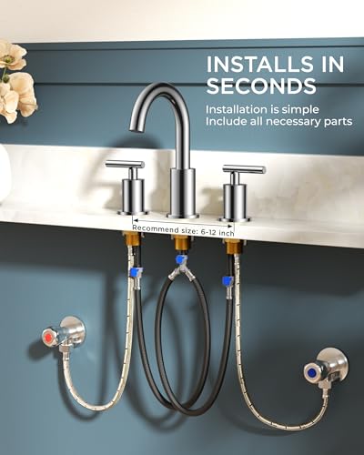 Bathroom Sink Faucet 3 Hole Chrome 8 Inch Widespread