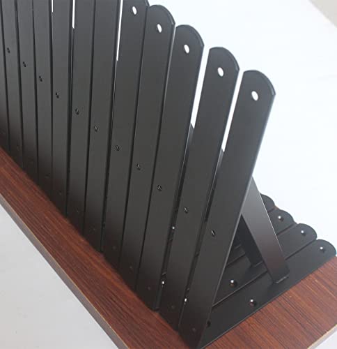 4 Pack L10 x H 8" Black Heavy Duty Shelf Brackets with Screws Metal Shelf Brackets Shelf Support Angle Brackets for Shelves L Brackets Heavy Duty Floating Shelf (4 Count)