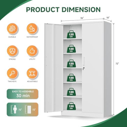 Metal Storage Cabinet with Lock Door Adjustable Shelf