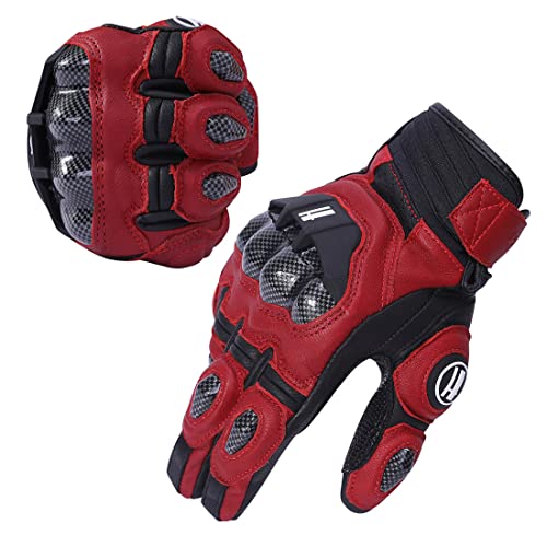 Mens Leather Motorbike Gloves KM046 Oxblood