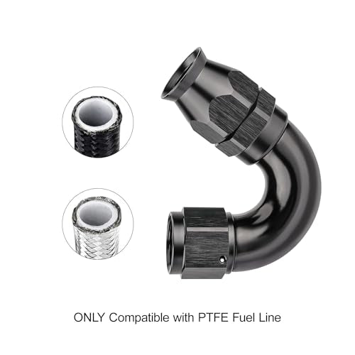 8AN 150 Degree PTFE One Piece Full Flow End Hose Fitting Aluminum Black