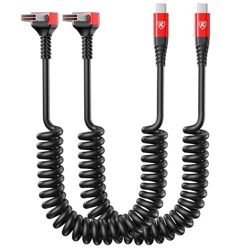 Coiled USB A to USB C Cable 6FT 90 Degree USB Type C 3A Fast Charging Cable (2 Count)
