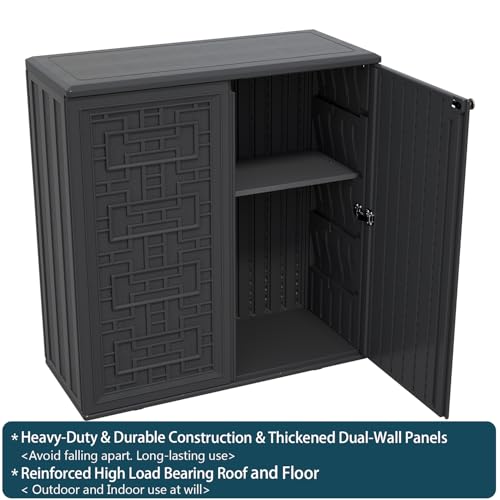 Indoor Outdoor Storage Cabinet with Doors and Shelf