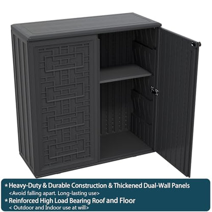 Indoor Outdoor Storage Cabinet with Doors and Shelf