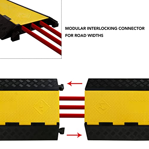 Rubber Cable Ramp 3 Channel Drive Over Hose Cable Protector Outdoor 22000Lbs Load Capacity Wires Power Lines Extension Cord Cover Traffic Speed Bump 1 Pack