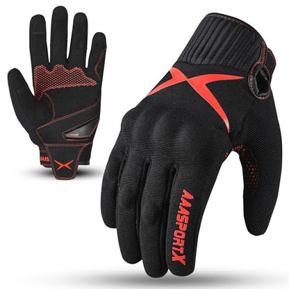 Breathable Motorcycle Gloves for Men with TPR & Kevlar Palm Protection Hard Knuckles Touchscreen