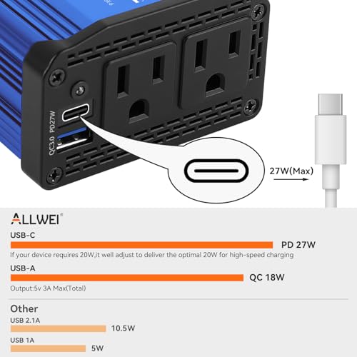 300W Car Power Inverter 12V DC to 110V AC Car Inverter