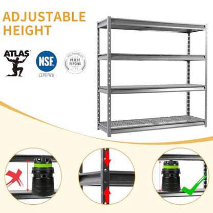 The Atlas 72" W Heavy Duty Garage Shelving Load 8000 Lbs