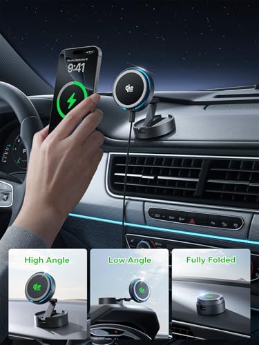 Magnetic Car Mount Charger Lite Qi2 25W Charging with Cooling Fan