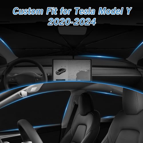 Windshield Sun Shade Umbrella for Tesla Model Y 2020 2021 2022 2023 2024 (5 Count)