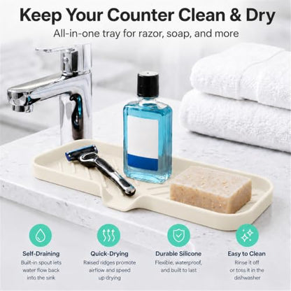 Silicone Soap Dish with Drain Spout
