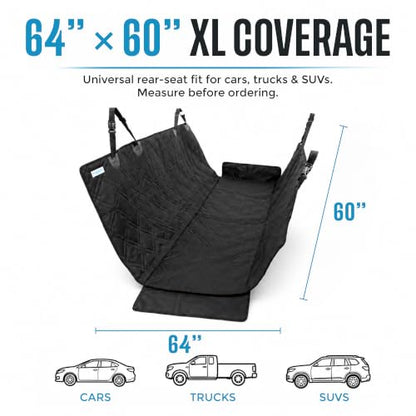 Bulldogology Dog Car Seat Cover 64"x60" Waterproof Heavy Duty Bench Dog Hammock Backseat Protector from Hair