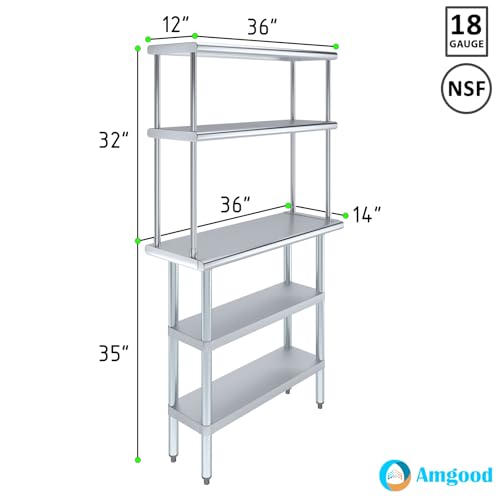 Stainless Steel Work Table with 2 Shelves