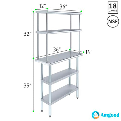 Stainless Steel Work Table with 2 Shelves