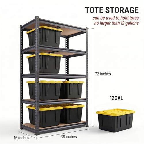 Garage Storage Shelves 36" W x 16" D x 72" H
