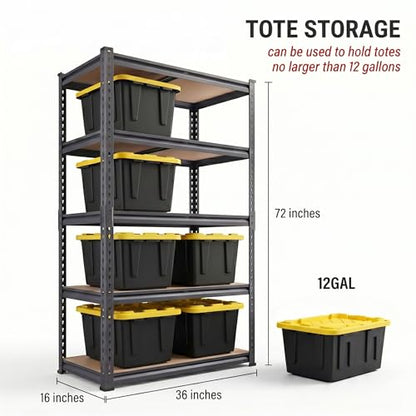 Garage Storage Shelves 36" W x 16" D x 72" H