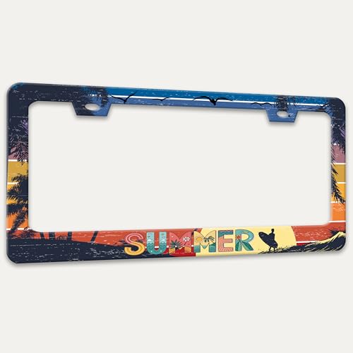 Summer Beach License Plate Frame Palm Trees License Plate Holder 6x12 in