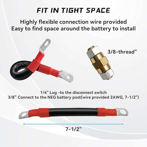 3 8" Side Post Remote Battery Disconnect Switch 12V Battery Kill Switch for Car Truck UTV ATV Marine On