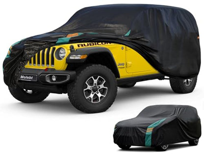 Jeep Wrangler Car Cover 4 Door Fits Sahara Rubicon Unlimited Sport JK JL. Jeep Wrangler Car Cover 4 DR for All Weather
