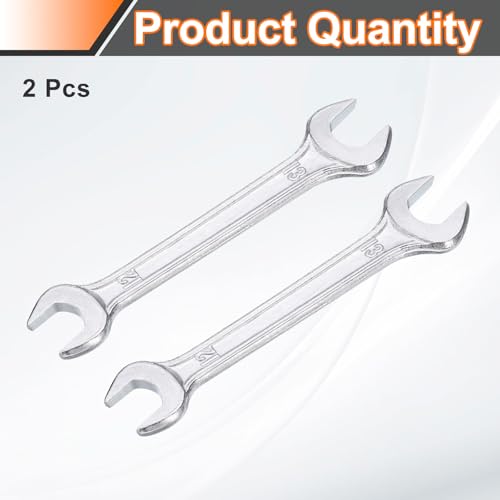 2pcs Double Open End Wrench 12mm x 13mm Metric 15 Degree Offset Angle Small Flat Head Wrench Galvanizing Open Ended Spanner for Automotive Repair Furniture Assembly (2 Count)