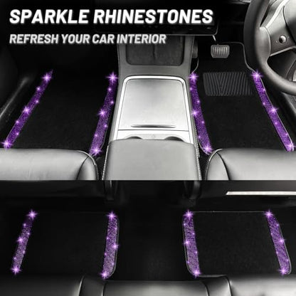 Bling Car Floor Mats Full Set and Steering Wheel Cover