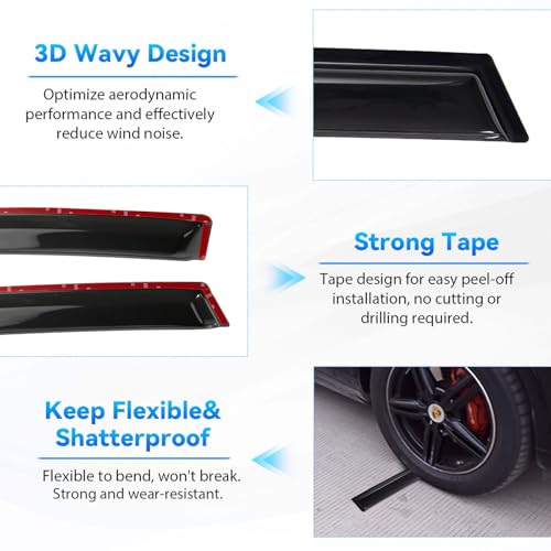 4pcs Window Visors Rain Guards for 2016