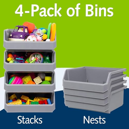 Extra Large Stackable Plastic Storage Bins (4 Count)