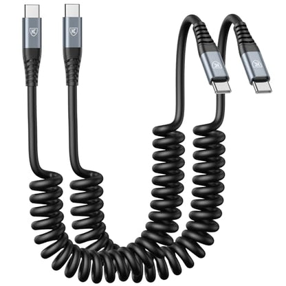 2Pack Coiled USB C to USB C Charger Cable for Car Type C Fast Charger Cable (2 Count)