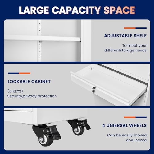 Metal Garage Storage Cabinet with Locking Doors and Adjustable Shelves