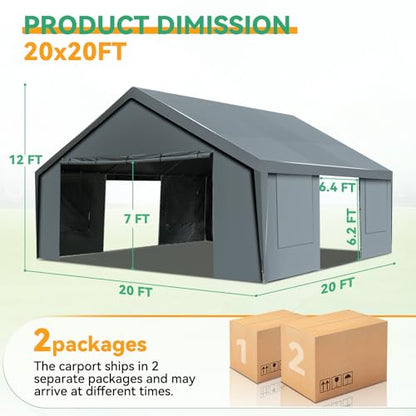 Carport 20x20 Heavy Duty Storage Shelter Shed Waterproof