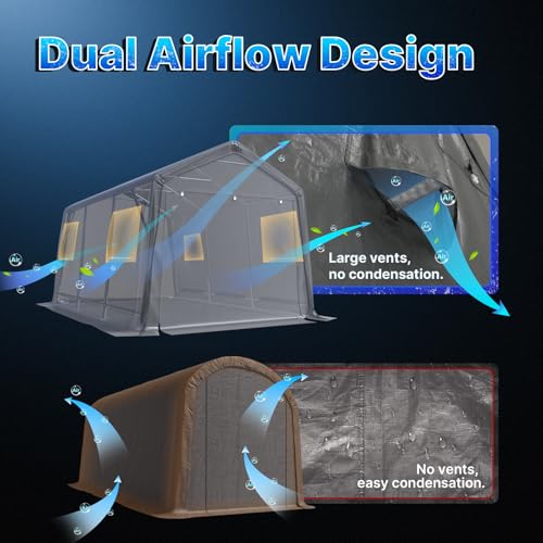 10X15 ft Garage Shelter Steel Metal Peak Roof Portable Storage Shed Carport for Motorcycle Boat